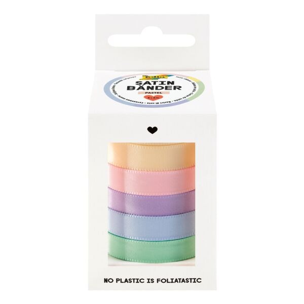 folia 5er-Pack Satinbänder-Mix »Pastell« 10 mm x 4 m Image