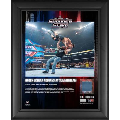 Brock Lesnar WWE gerahmte 13" x 16" 2025 SummerSlam Night 2 Collage mit einem Stück beim Match verwendeter Leinwand - Limitierte Auflage von 500 Image