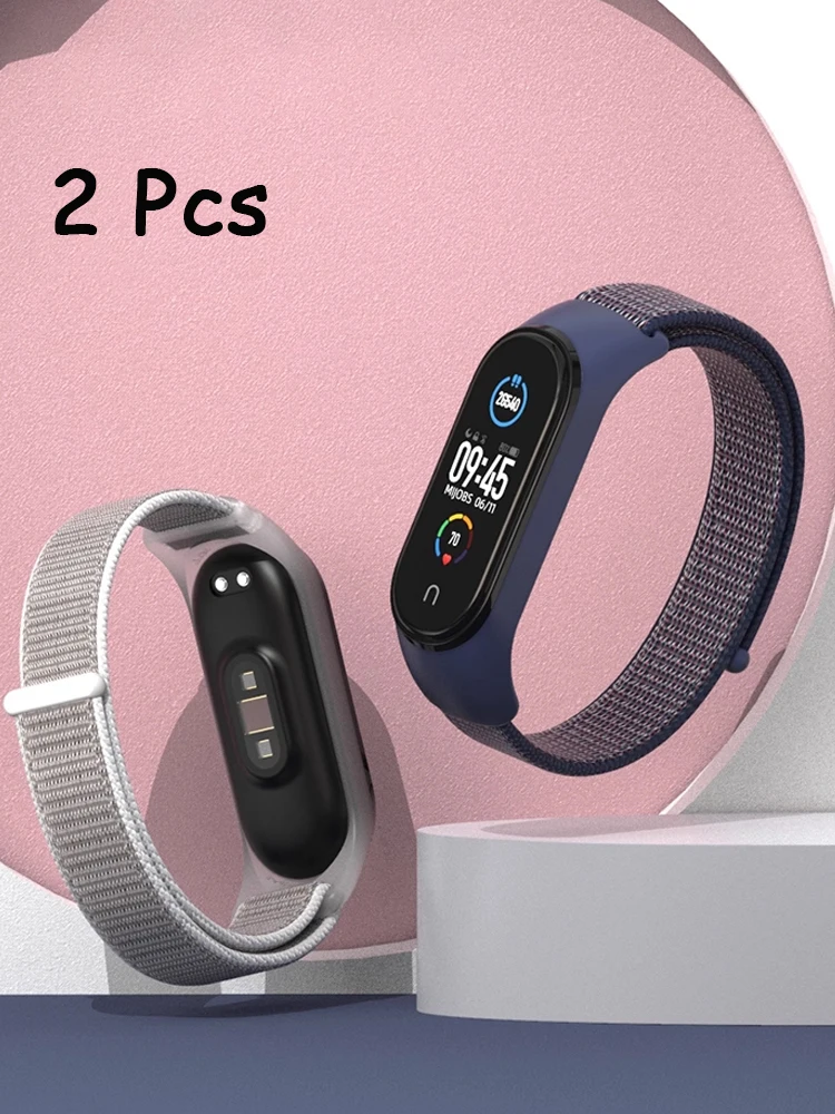 2 Stück Riemen für Xiaomi Mi Band 7 6 5 4 3 Ersatzgürtel Nylon verstellbares Handgelenk Smart Watch Pulsera Correa Miband 7 Armband Image