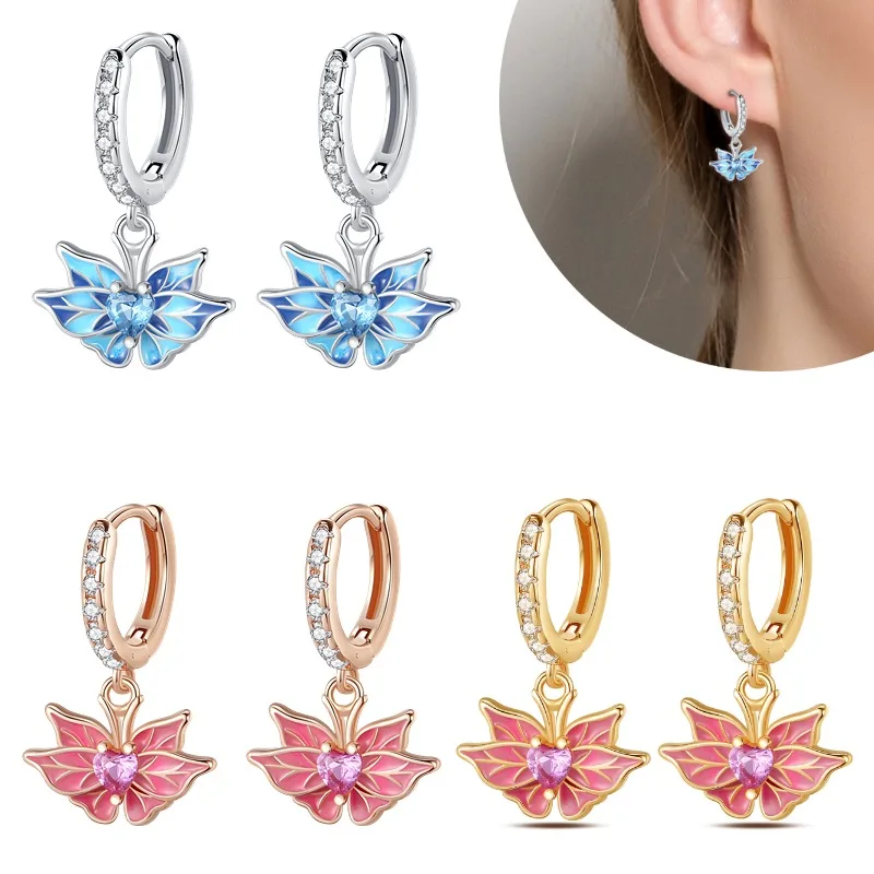 Heiße verkaufende blaue Ohrringe aus 925er Silber für den frühen Frühling, individuelles Geschenk für Geburtstagsfeiern für Frauen Image