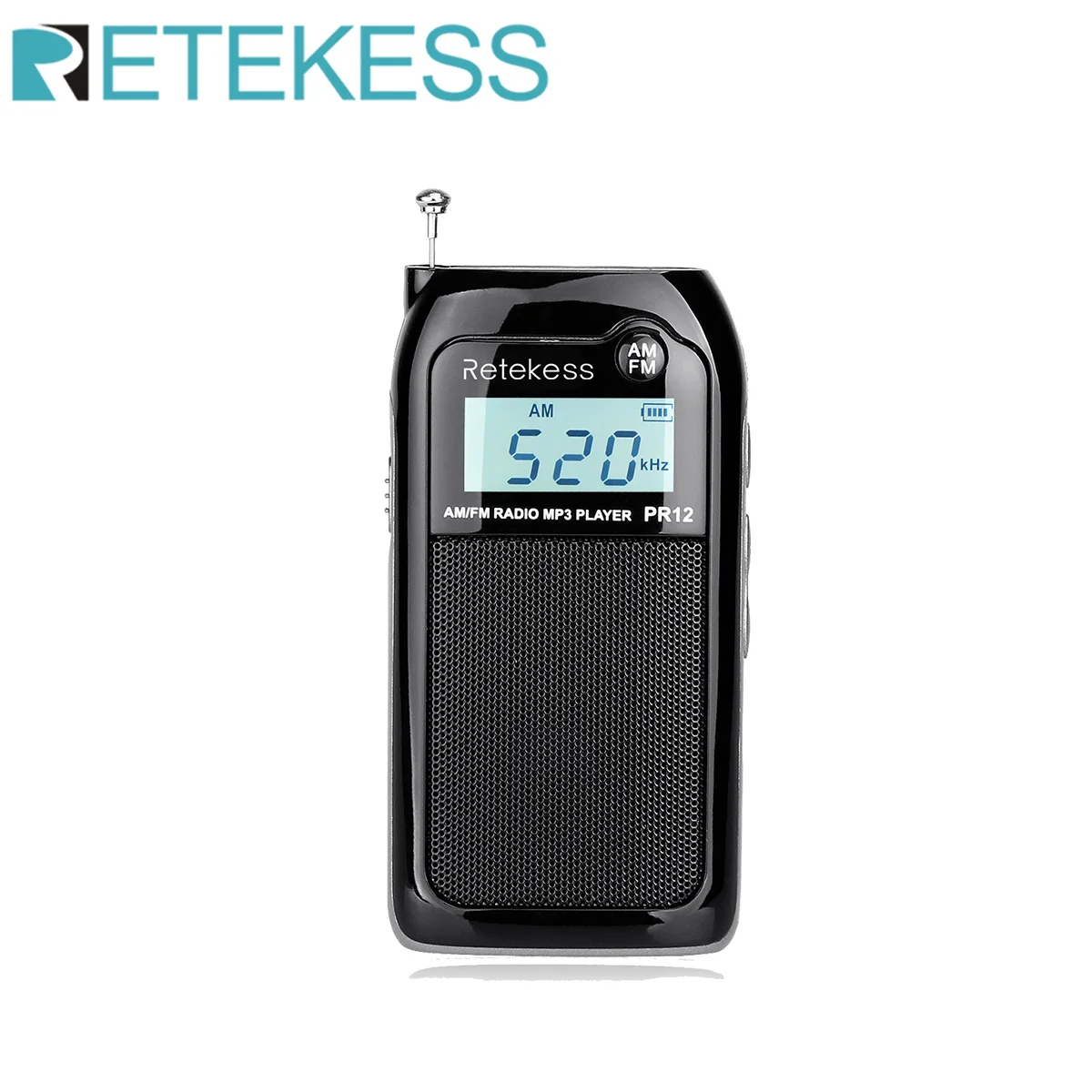 RETEKESS PR12 Radio FM AM Mini Tasche USB Radio Mp3 Tragbare Empfänger Backlit Display Digital Stereo Unterstützung TF Karte Für ältere Image