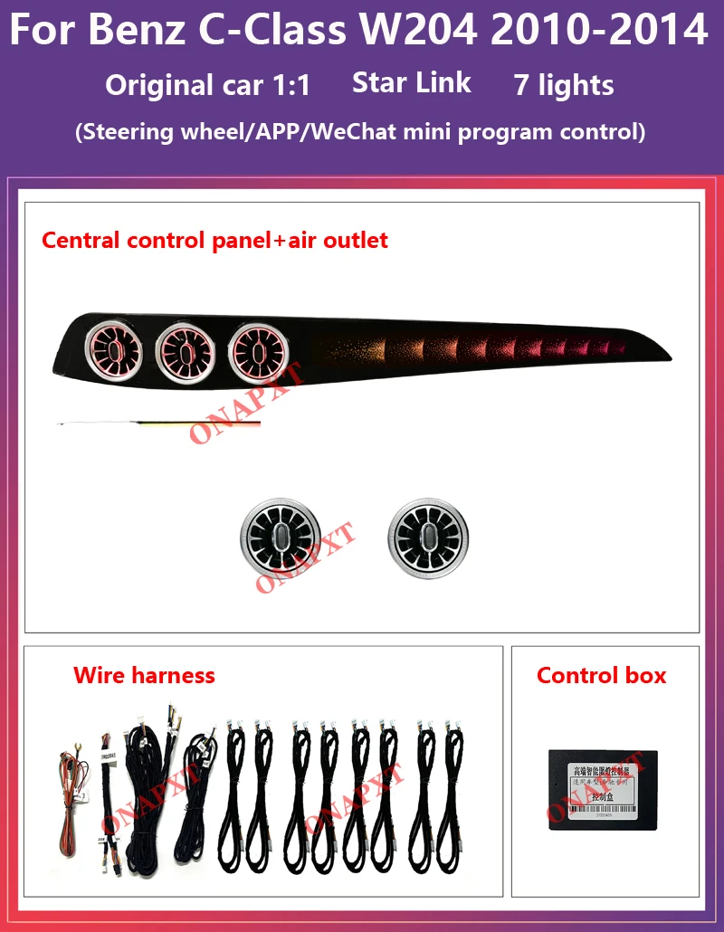 Für Benz C-klasse W204 2010-2014 LED Atmosphäre Lampe Dynamische Shodow Dekorative Dashboard Streifen APP Lenkrad steuerung Image