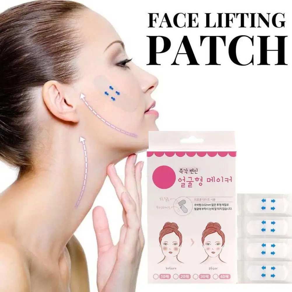 40 Stück V Face Lift Tapes Patch Anti Aging Aufkleber Unsichtbares Heben Straffen Sie das Gesicht Kinn Leichte atmungsaktive Schönheitspflaster Image