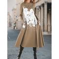 Damen Midikleid A Linie Kleid Figurbetontes Kleid Urlaub Lässig Täglich Normale Passform Blumen Grafik Langarm Rundhalsausschnitt Gelb Blau Purpur Grün Frühling Herbst Winter