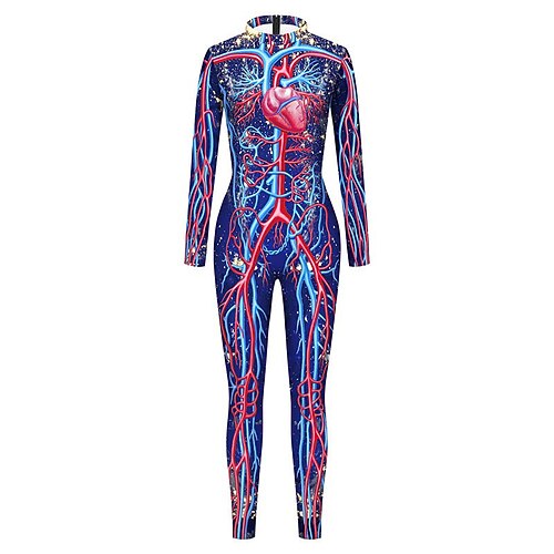 Gemusterte Zentai-Anzüge Cosplay Kostüm Bodysuit Drucken Karnevalskostüm Ganzkörperanzug Herren Damen Jungen Sexy Kostüm Halloween 3D Skelett Kostüm für Leistung Party Maskerade Kinder Erwachsene Image