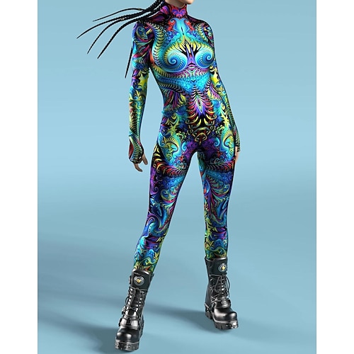 Gemusterte Zentai-Anzüge Cosplay Kostüm Bodysuit Drucken Karnevalskostüm Ganzkörperanzug Herren Damen Jungen Sexy Kostüm Halloween Kostüm für Leistung Party Maskerade Kinder Erwachsene Image