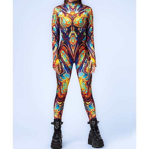 Gemusterte Zentai-Anzüge Cosplay Kostüm Bodysuit Drucken Karnevalskostüm Ganzkörperanzug Herren Damen Sexy Kostüm Halloween Kostüm für Leistung Party Maskerade Erwachsene Image