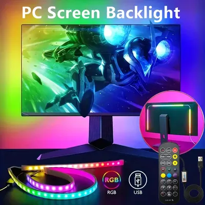 Gaming Monitor LED Backlight for 24-34 Inch Music Sync LED Strip RGB+IC Ambient Lighting USB Interface Monitor Screen Backlight