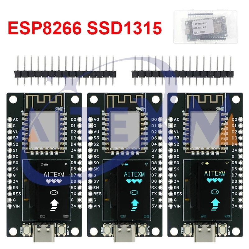 ESP8266 Entwicklungsboard SSD1315 0,96 Zoll OLED-Display CH340G ESP-12F WiFi-Modul TYPE-C USB YANXD Image