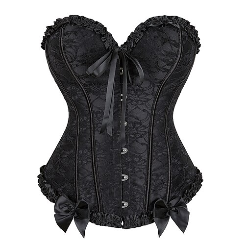 Rokoko Punk Gothic Viktorianisch Korsett Überbrustkorsett Gothic Mädchen Spitze Blumen Kostüm Damen Halloween Karneval Leistung Party Erwachsene Korsett Image