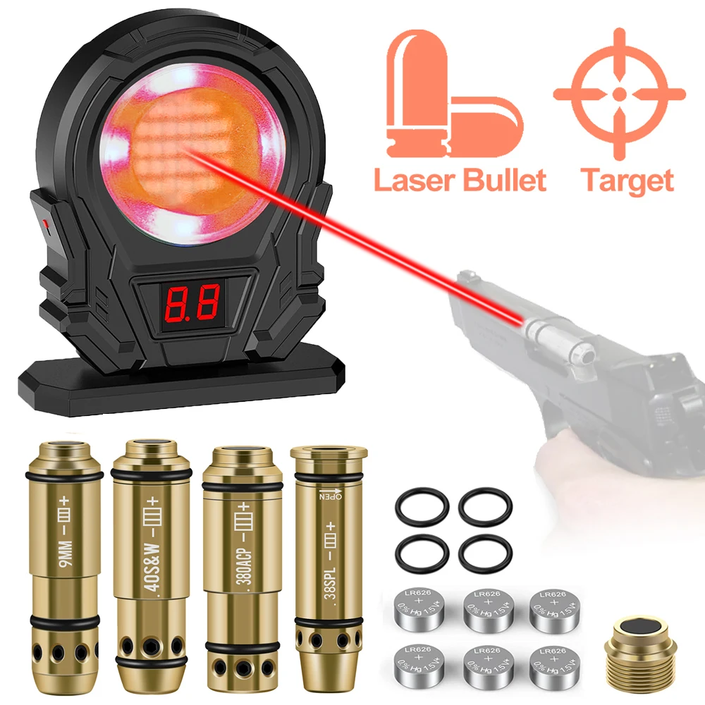 Laser-Trainingsziel, Trockenfeuer-Laserziel, tragbares elektronisches Trockenfeuer-Trainingsset mit 9 x 19 mm Laser-Trainings-Bullet-Sight Image
