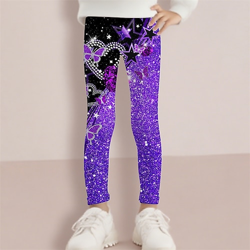 Mädchen 3D Schmetterling Stern Hose Leggings Frühling Herbst Niedlich Basic Kinder 4-12 Jahre Outdoor Lässig Täglich Normale Passform Image