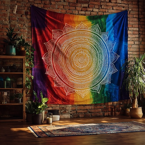 Tapisserie Decke Wandbehänge Sieben Chakra Yoga-Meditation Sport Mystiker Schlafzimmer Wohnzimmer Wohnheim Dekorationen Wand Tür Hintergrund Image