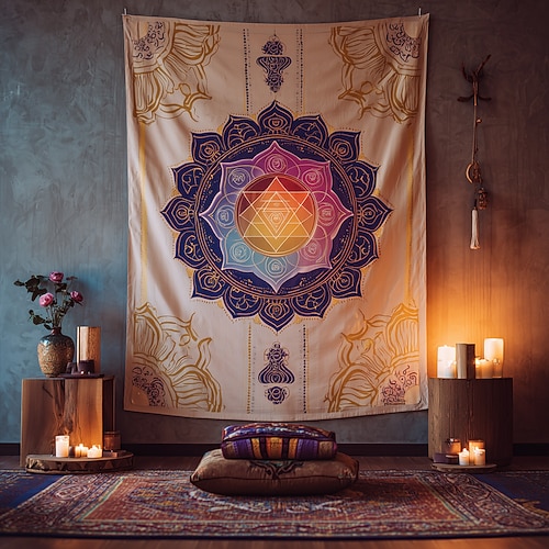 Tapisserie Decke Wandbehänge Sieben Chakra Yoga-Meditation Sport Mystiker Schlafzimmer Wohnzimmer Wohnheim Dekorationen Wand Tür Hintergrund Image