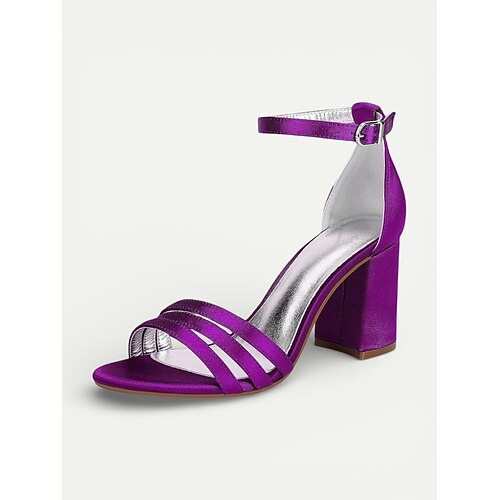 Brautjungfernsandalen für Damen – elfenbeinfarbene Blockabsatz-Hochzeitsschuhe mit Knöchelriemen, elegante offene Zehensandalen für Brautjungfern und festliche Anlässe Image