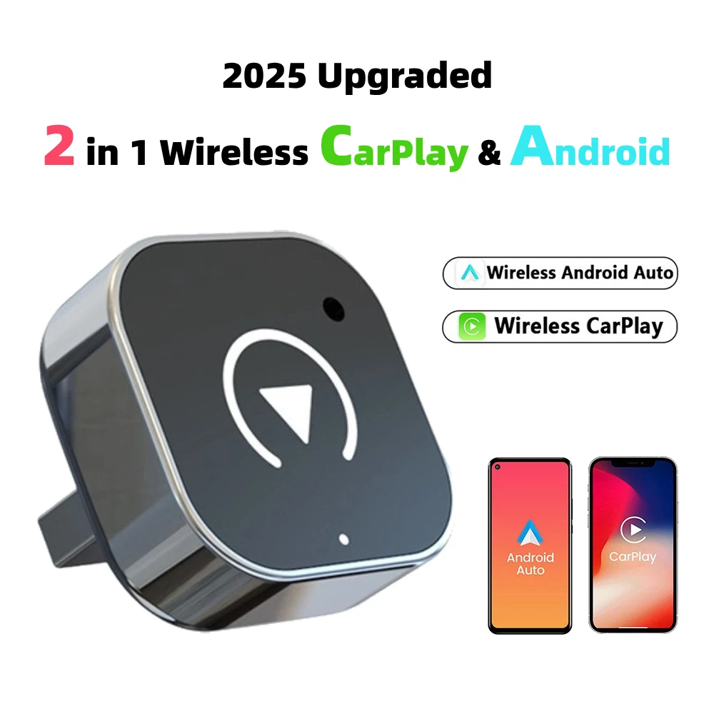 2025 Wireless CarPlay Android Auto Adapter Mini Smart Box Plug-and-Play Universal Wireless Dongle für iOS 10, Android 11, höher Image