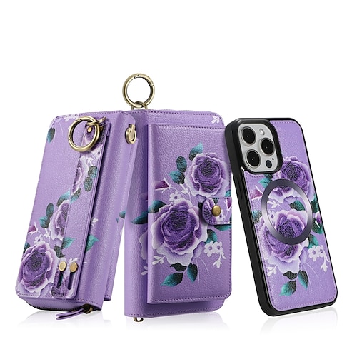 Handy Hülle Handyhüllen Für iPhone 17 Pro Max 17 Air 16 15 14 Pro Max Plus 13 12 11 Pro Max Mini Rückseite Brieftaschenhülle Reisverschluss Mit Handgelenkschlaufe Kartenfach Retro TPU PU-Leder Image