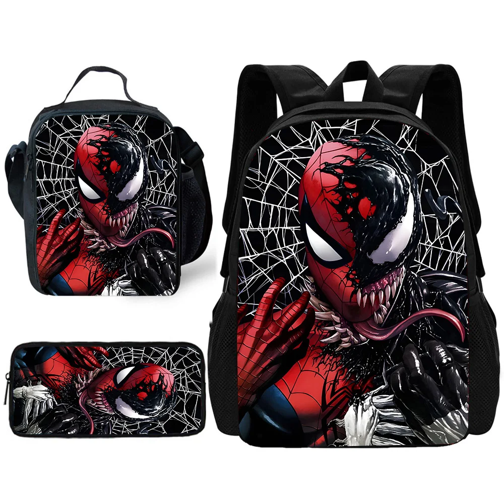 Sac à dos d'école pour enfants, dessin animé s-super-héros Venoms, avec sacs à déjeuner, sacs à crayons, sacs d'école pour garçons et filles, meilleur cadeau