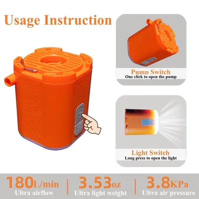 F5 3-in-1 Mini Outdoor Air Pump Portable Camping Light Mini Electric Air Pump Wireless Pump for Air Mattress Bed Swimming Ring