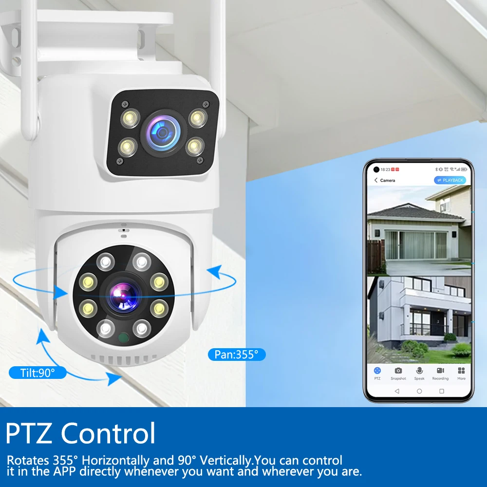 8MP 4MP Wifi Kamera IP Outdoor PTZ Sicherheit Dual Objektiv Dual-Screen Humanoiden Erkennung Auto Tracking Überwachung Kamera EseeCloud Image