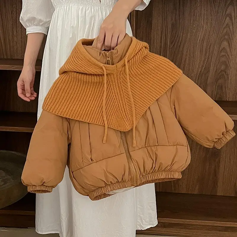 Herbst und Winter neue einfarbige Strickmütze für Jungen und Mädchen, modische, vielseitige Baumwollkleidung, winddicht und warm Image