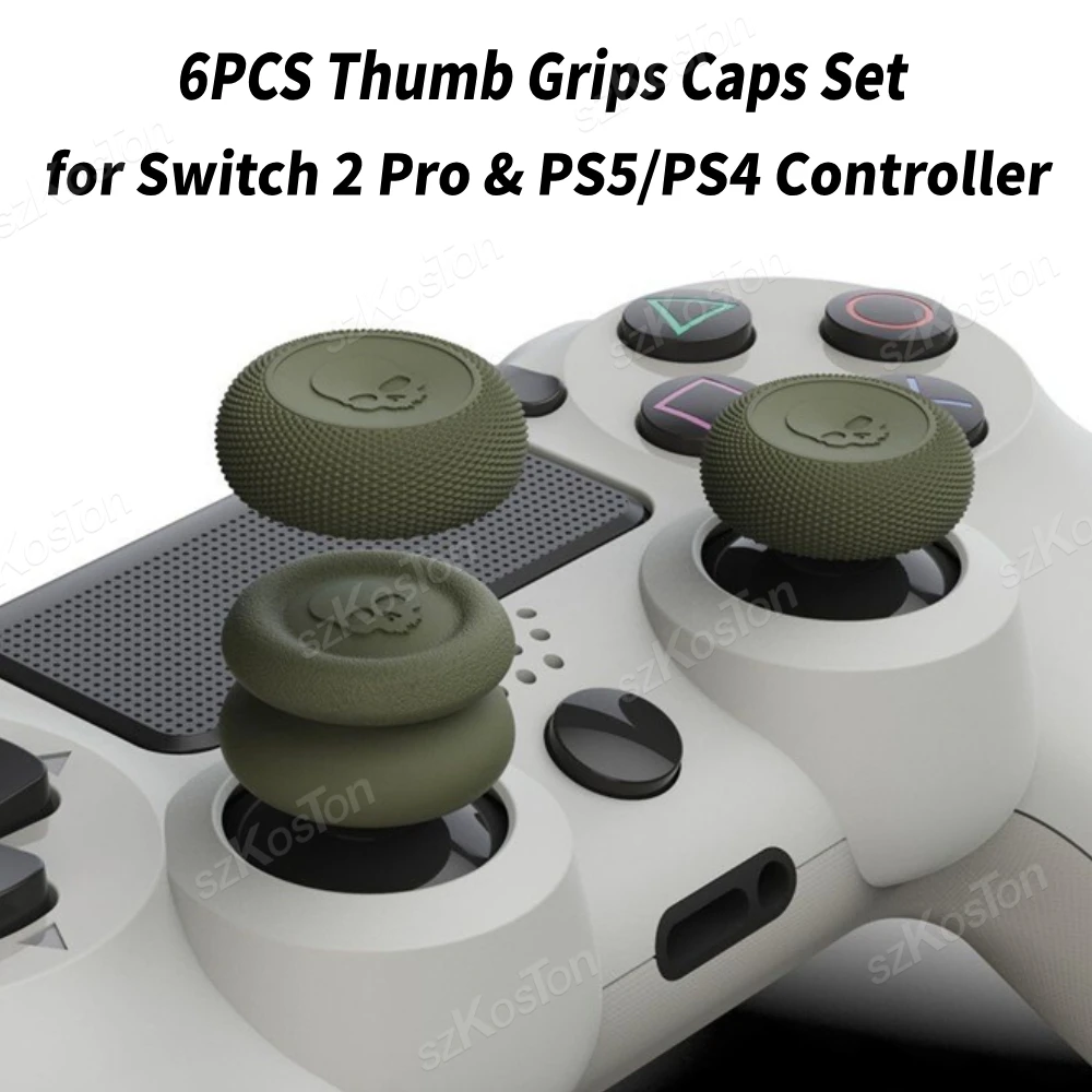 Jeu de capuchons de poignées de pouce pour Switch 2 Pro/PS5/PS4, couvercle de bâton de bouton de contrôleur, capuchon de Joystick de jeu, accessoires de jeu, 6 pièces