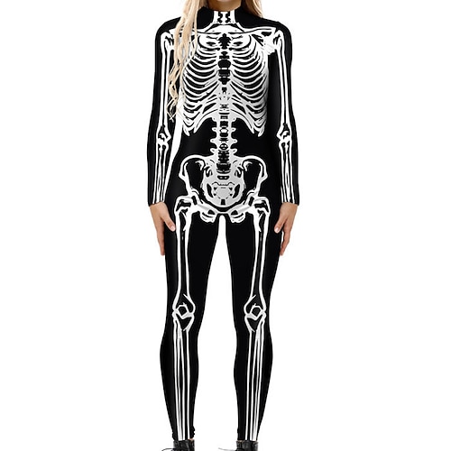 Gemusterte Zentai-Anzüge Cosplay Kostüm Bodysuit Drucken Karnevalskostüm Ganzkörperanzug Herren Damen Jungen Sexy Kostüm Halloween 3D Skelett Kostüm für Leistung Party Maskerade Kinder Erwachsene Image