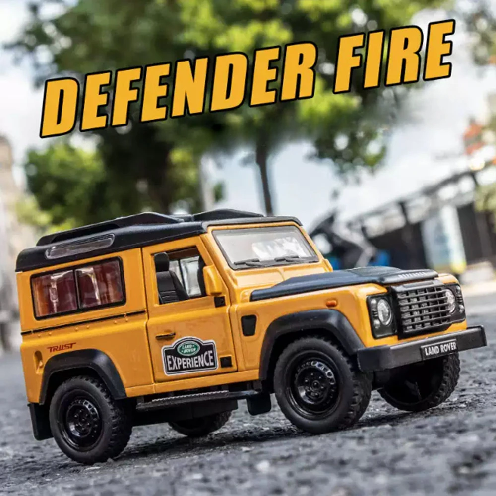 1:32 Land Rover Defender Spielzeugautos Modell Geländewagen Legierung Druckguss Van mit Zurückziehen Sound Licht Sammlung Kinder Geschenk Image