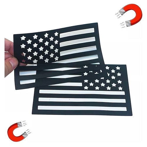 2er-Pack Automagnete mit USA-Flagge, wasserdichte, hohle Autoaufkleber mit amerikanischer Flagge, sonnenbeständiges magnetisches Emblem für die Heckklappe links und rechts der Fahrzeugkarosserie Image