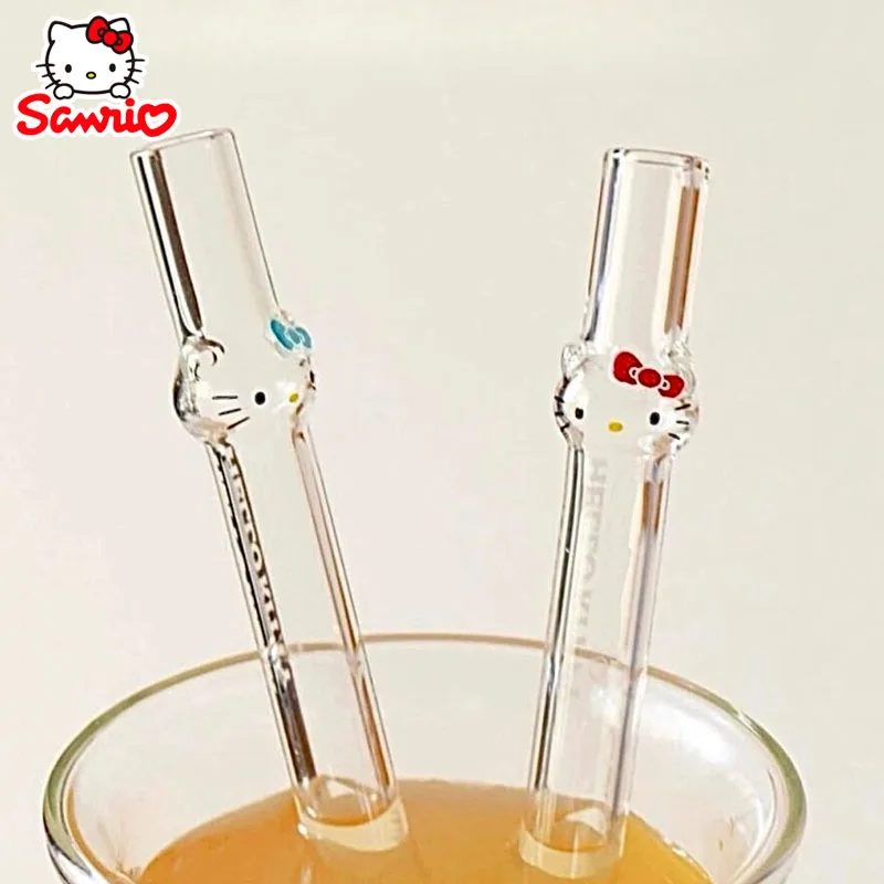 Sanrio Hello Kitty wiederverwendbarer Trinkglas-Strohhalm, Cartoon-niedliches 3D-Trinkrohr für Saft, Milch, Zubehör, Thema, Party, Bar-Werkzeuge Image