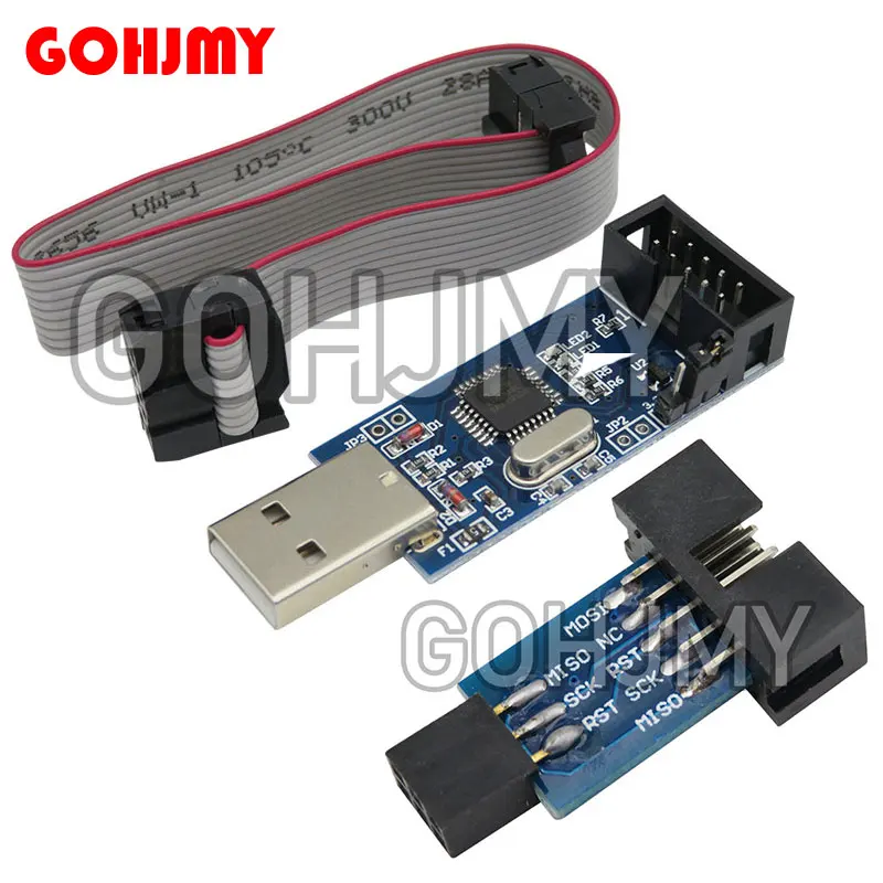 1 Satz/Los 10Pin auf 6 Pin Adapter Board + USBASP USBISP AVR Programmierer USB ATMEGA8 ATMEGA128 ATtiny/CAN/PWM 10Pin Draht Modul DIY Image