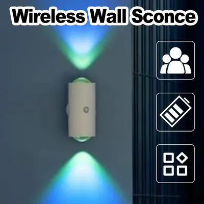 Motion Sensor Wall Lamp Gradient Ambient Night Light Human Rgb Lamps Body Decorative Dimmable Interior Outdoor Sensing Magnetic