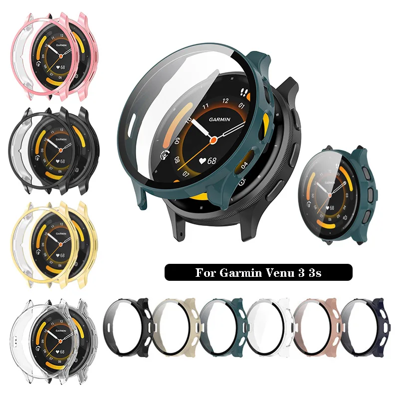 Étui rigide de protection d'écran en verre trempé/boîtier de couverture en TPU pour accessoires de montre Garmin Venu 3 3s
