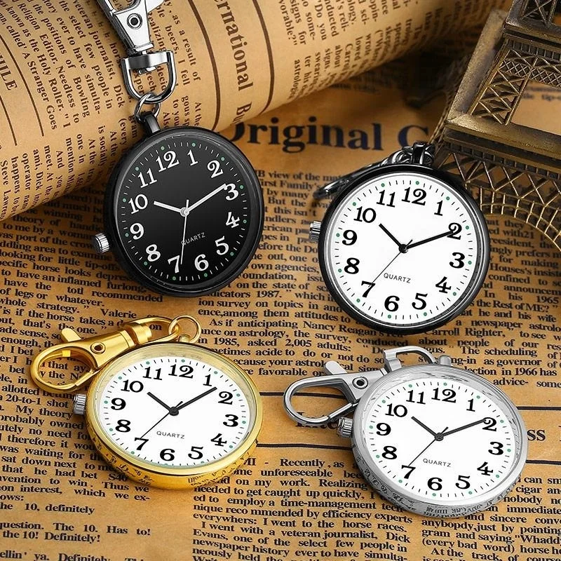 2Pcs Mini Retro Pocket Watch Old Man Student Keychain Watch Nurse Watch Portable Pocket Watch Unique Watch