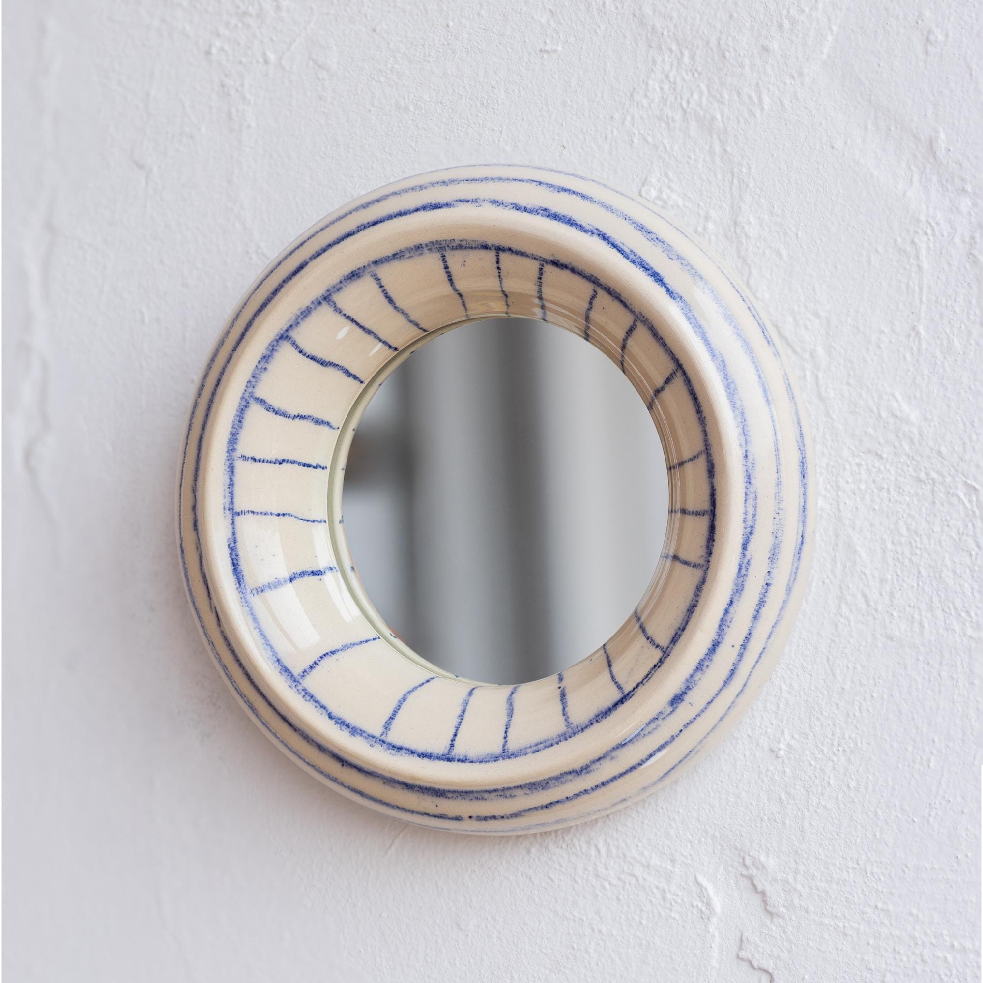 Specchio da parete Specchio in ceramica Piccolo specchio da parete Specchio rotondo Specchio da trucco Specchio originale Arte murale in ceramica Scul