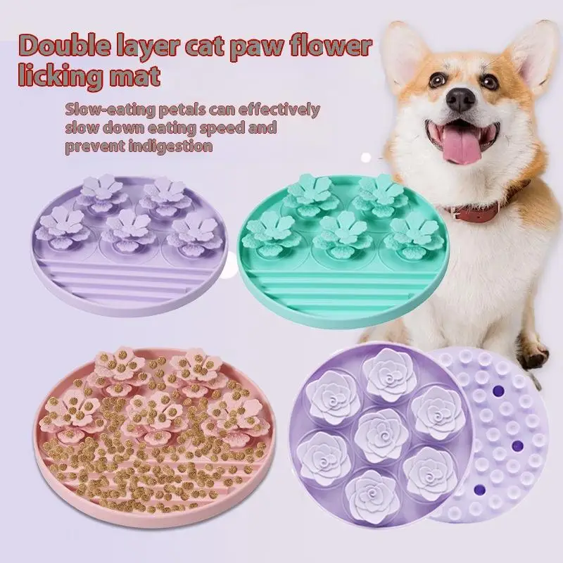 Round Silicone Pet Slow Feeding Mat Dog Licking Mat Anti-suffocation Cat Slow Feeding Mat Slow Feeding Dog Bowl Pet Supplies