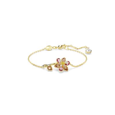 Armkette SWAROVSKI "Schmuck Geschenk Idyllia Armband", gelbgoldfarben, braun, pink, gelb, kristallweiß, rosa, braun, pink, gelb, kristallweiß, rosa, Armbänder, Damen, Metall, mit Swarovski Kristall Image