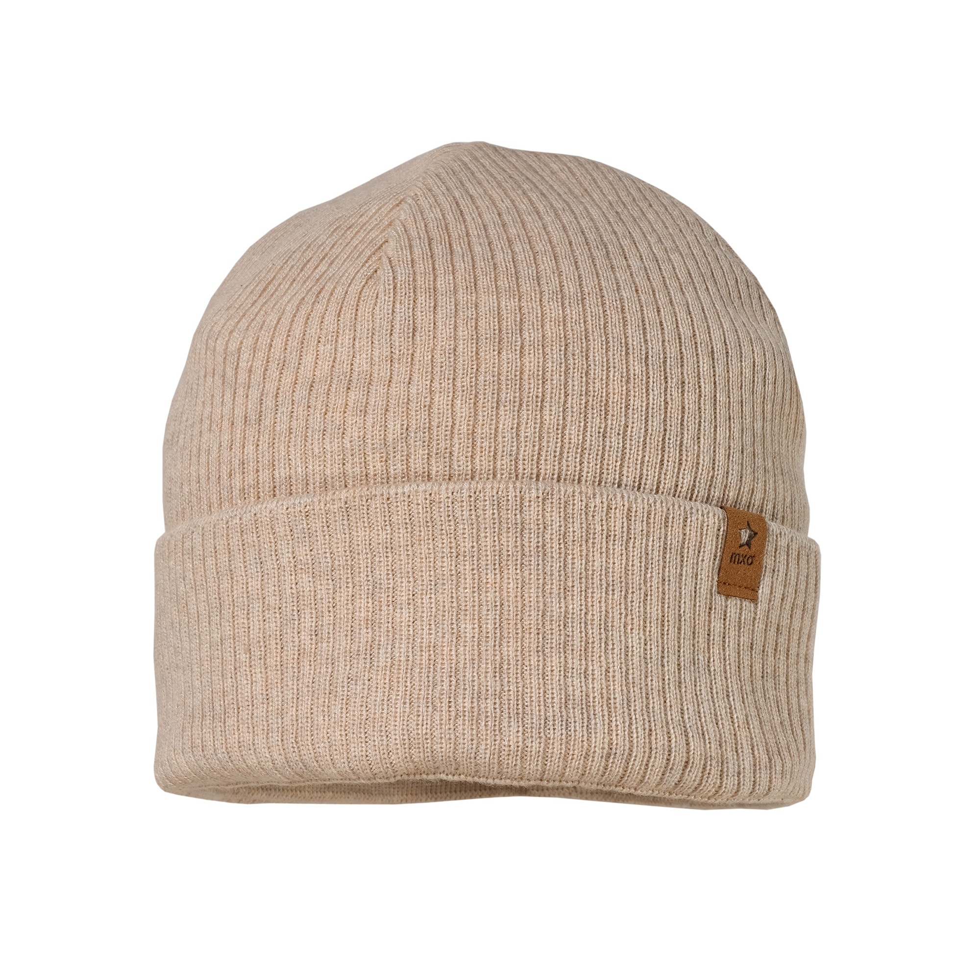 Beanie MAXIMO, Jungen, Gr. 53, beige (beigemeliert), Fleece, Baumwolle, unifarben, Mützen Beanie, aus Baumwolle, wärmend, gefüttert, unifarben Image