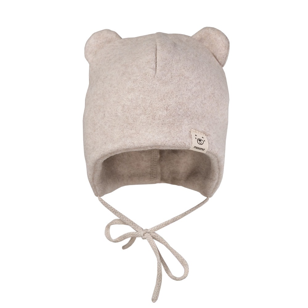 Fleecemütze MAXIMO, Baby, Gr. 41, braun (hellbraunmeliert), Fleece, Baumwolle, Mützen, mit Öhrchen, zum Binden, Einfarbig Image