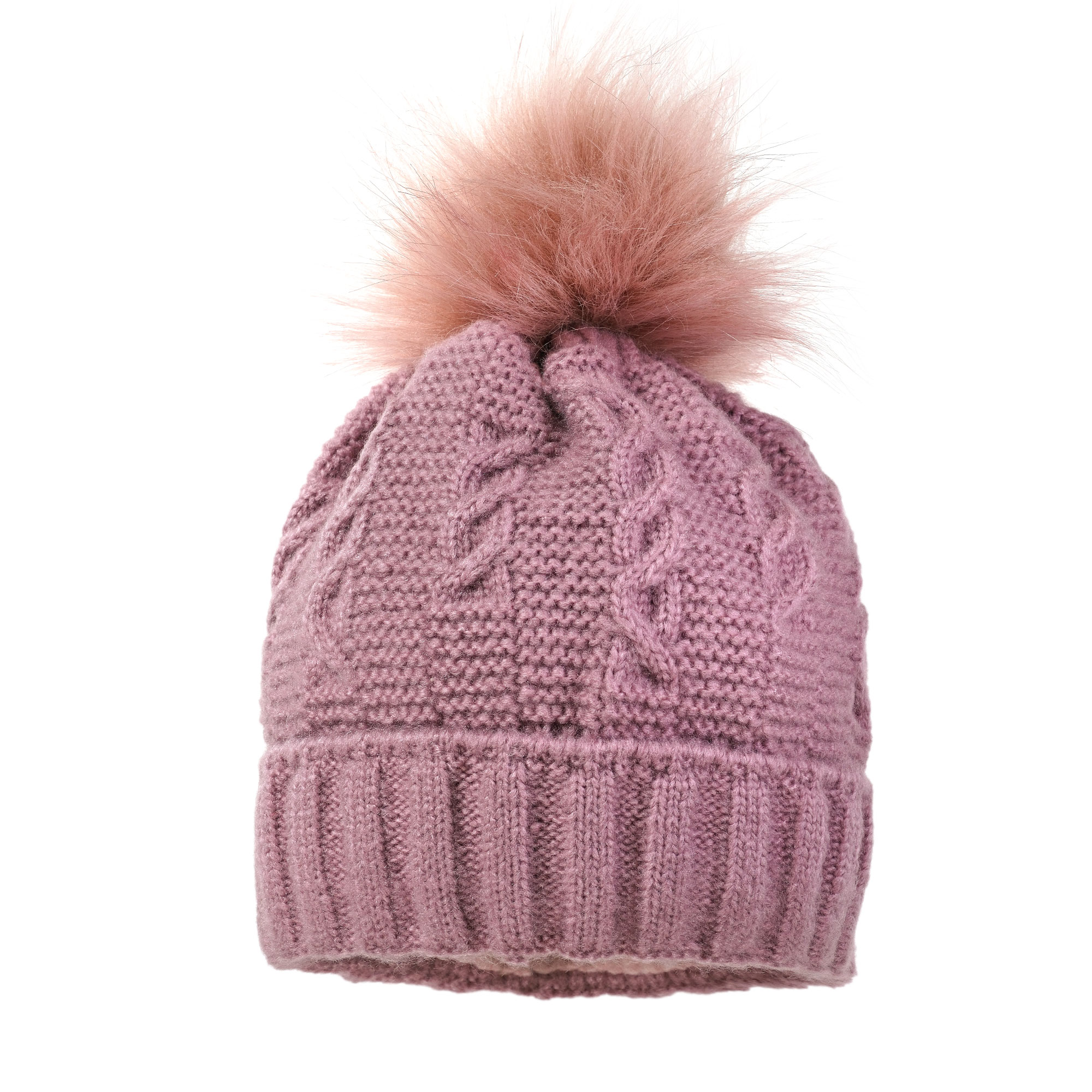 Strickmütze MAXIMO, Baby, Gr. 53, lila (elderberry), Strick, Materialmix, unifarben, casual, Mützen, angenehmer Materialmix, gefüttert, Bommel, breiter Umschlag Image