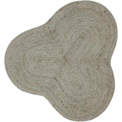 Teppich CARPETFINE "Alia Juteteppich", grau (taupe), B:90cm H:10mm L:90cm, Jute, Teppiche, handgewebt aus Jute, Naturteppich, Sonderform blau, Boho Style, uni Image