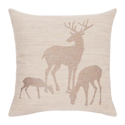 Dekokissen PAD "Deer Family", beige, copper, B:45cm L:45cm, Polyester, Baumwolle, Acryl, Wolle, Viskose, Dekokissen_Sitzkissen_Kissenhüllen, Made in Europe Image