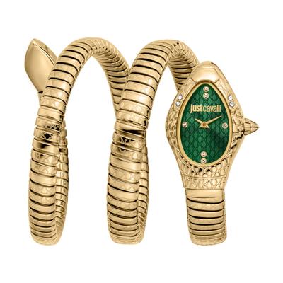 Quarzuhr JUST CAVALLI TIME "Aurelia", goldfarben, grün, Armbanduhren, Damen, Armbanduhr, Damenuhr, Edelstahlarmband, analog, Kristallsteine Image
