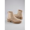 Chelseaboots ANISTON SHOES, Damen, Gr. 37, beige, Velourslederimitat, klassisch, Schuhe, Stiefelette, Blockabsatz, mit breitem Stretch - NEUE KOLLEKTION