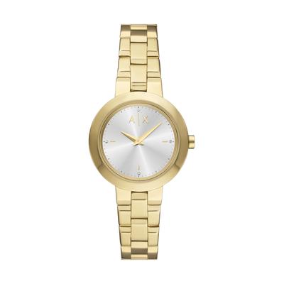Quarzuhr ARMANI EXCHANGE, gelbgoldfarben, Armbanduhren, Damen, Armbanduhr, Damenuhr, Edelstahlarmband, analog, Glassteine Image