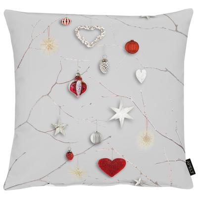 Kissenhülle APELT "3750", grau,rot, B:46cm L:46cm, Polyester, Baumwolle, Polyester, Baumwolle, Kissenbezüge Image