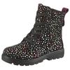 Schnürboots RICOSTA "Anni WMS: normal", Kinder, Gr. 29, schwarz (schwarz multi), Veloursleder, Glitzer, casual, Schuhe, Glitzerschuh mit TEX-Ausstattung, Größenschablone zum Download