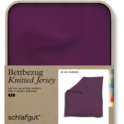 Bettbezug SCHLAFGUT "Knitted Jersey uni, aus Bio-Baumwolle mit Elasthan, Reißverschluss", lila (lila deep), B:240cm L:220cm, Jersey, Obermaterial: 95% Baumwolle, 5% Elasthan, Bettbezüge, bügelfrei, Mix & Match Bettwäsche: passender Kissenbezug... Image