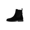 Chelseaboots TOMMY HILFIGER "FLAG SUEDE CHELSEA BOOT", Damen, Gr. 38, schwarz, Veloursleder, Elastischer Einsatz, klassisch, Schuhe, Stiefelette, Businessschuh mit Hardcover-Flagge an der Ferse