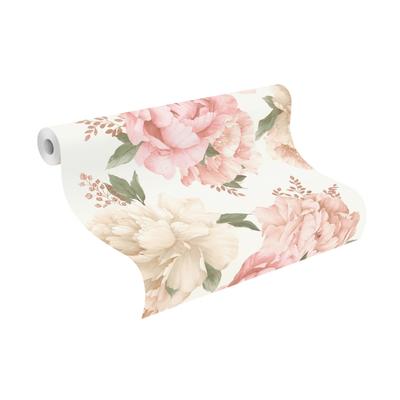 Papiertapete RASCH "Papiertapete mit großen Blumen 278705", rosa, B:53m L:10,05m, Papier, Tapeten Image